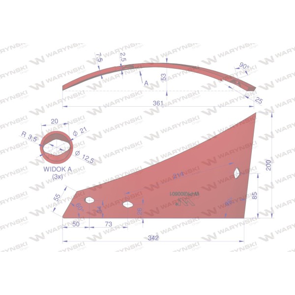 Pierś lewa trzyotworowa WY400 zastosowanie PK800601 | Exvi