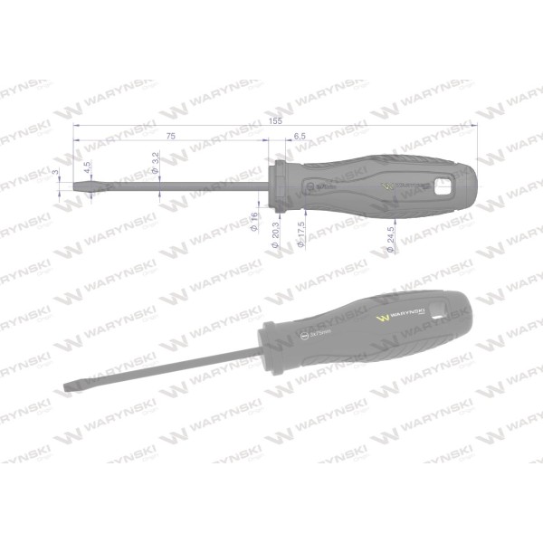 Wkrętak płaski 3 x 75 mm. stal SVCM. Waryński WMW001 | Exvi