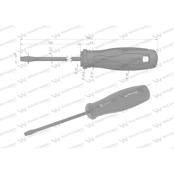 Wkrętak płaski 5 x 100 mm. stal SVCM. Waryński WMW005 | Exvi