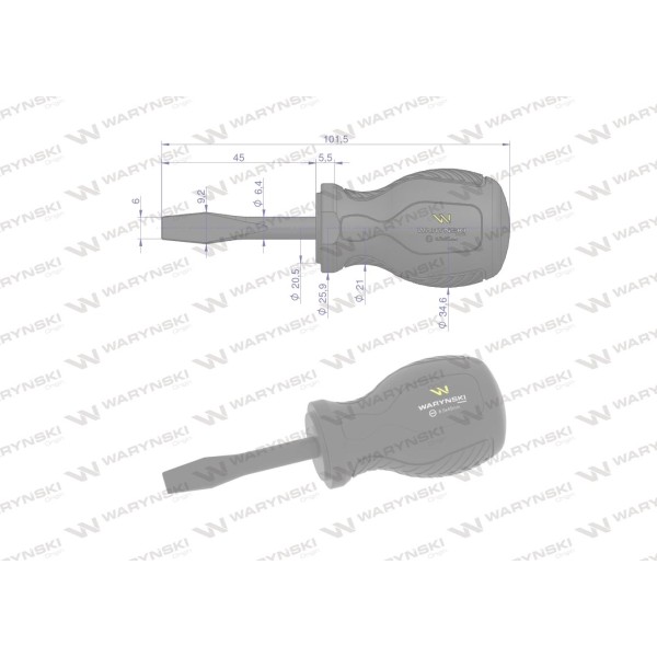 Wkrętak płaski 6.5mm x 45 mm SVCM. Waryński WMW009 | Exvi