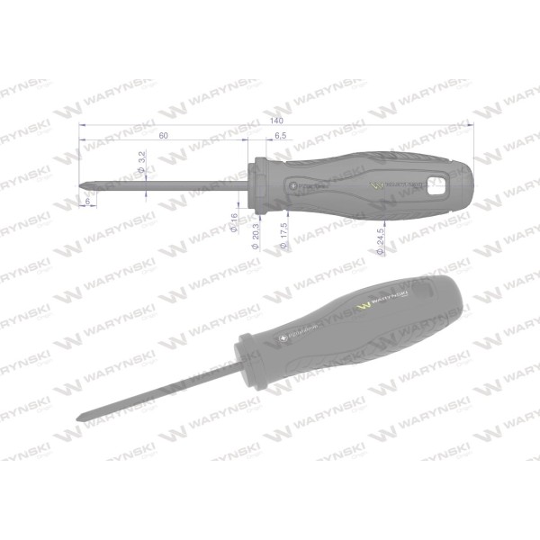 Wkrętak PZ0 60 mm. stal SVCM. Waryński WMW018 | Exvi