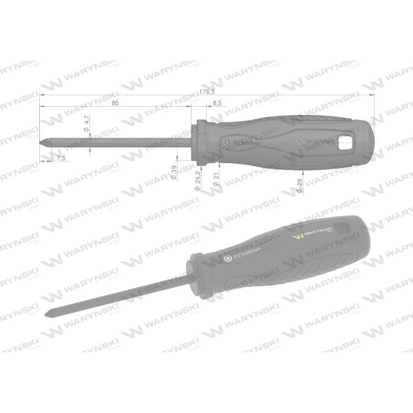 Wkrętak PZ1. 80 mm. stal SVCM. Waryński WMW019 | Exvi