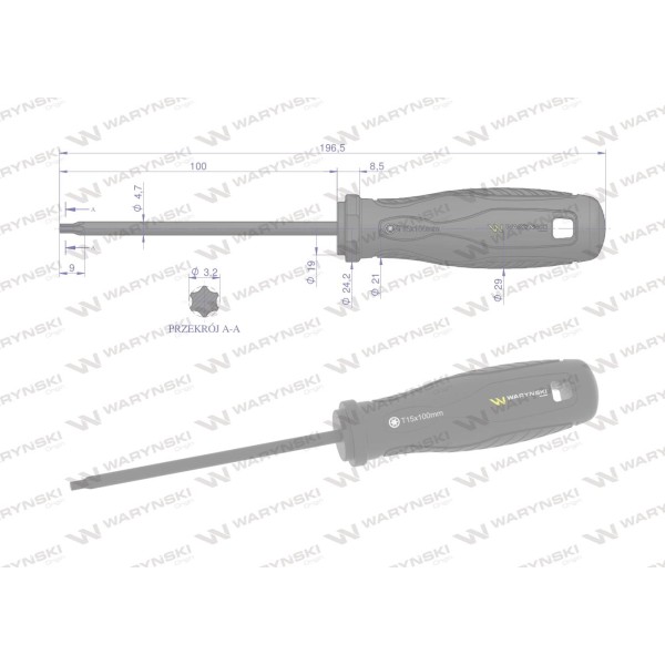Wkrętak T15. 100 mm. stal SVCM. Waryński WMW026 | Exvi