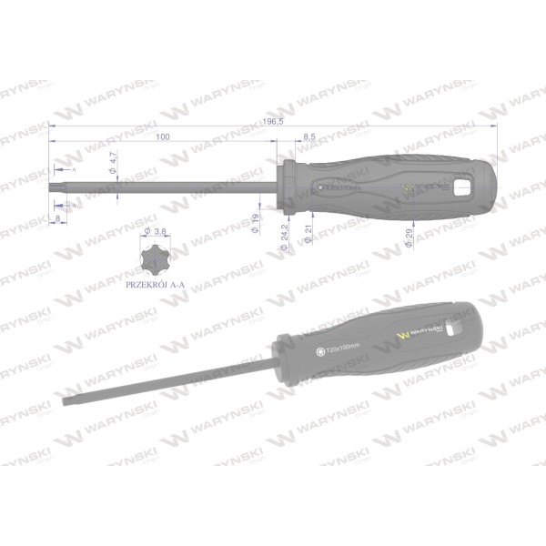 Wkrętak T20. 100 mm. stal SVCM. Waryński WMW027 | Exvi