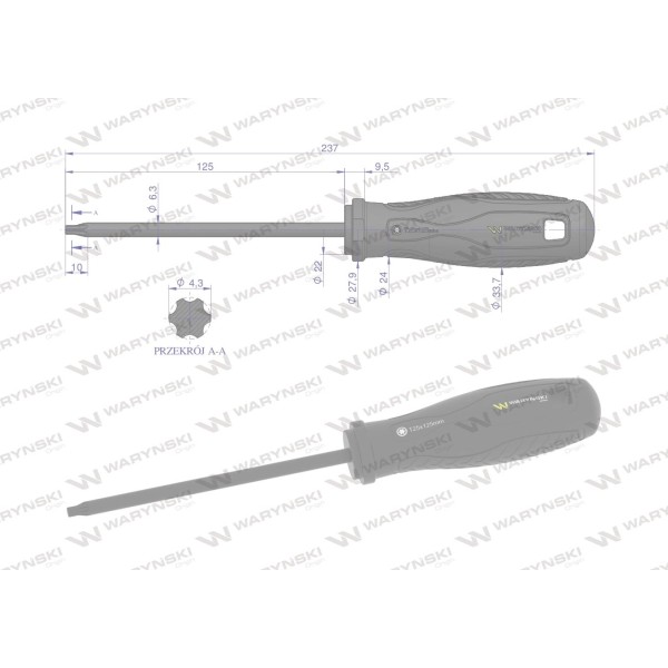 Wkrętak T25. 125 mm. stal SVCM. Waryński WMW028 | Exvi