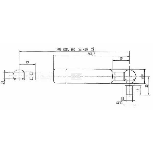 Sprężyna gazowa L499 mm 170N Stabilus CA977861 | Exvi