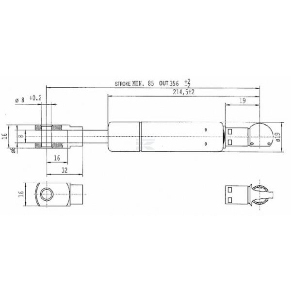 Sprężyna gazowa L356 mm 900N Stabilus CA792640 | Exvi