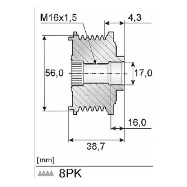 Koło pasowe alternatora, ze sprzęgłem 535026110 | Exvi