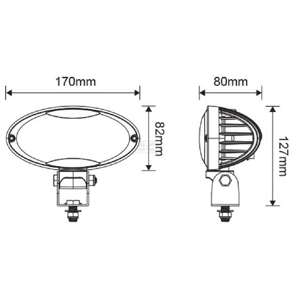 Lampa robocza LED, owalna 40W 3500lm 10/30V LA10448 | Exvi