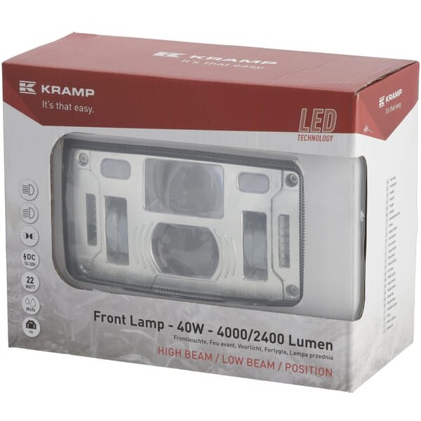 Reflektor przedni LED, 40/22W, prostokątny LA10425 | Exvi