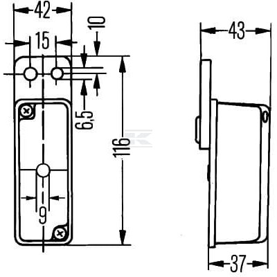 Lampa obrysowa 5W, prostokątna, 12/24V 2XS005020011 | Exvi