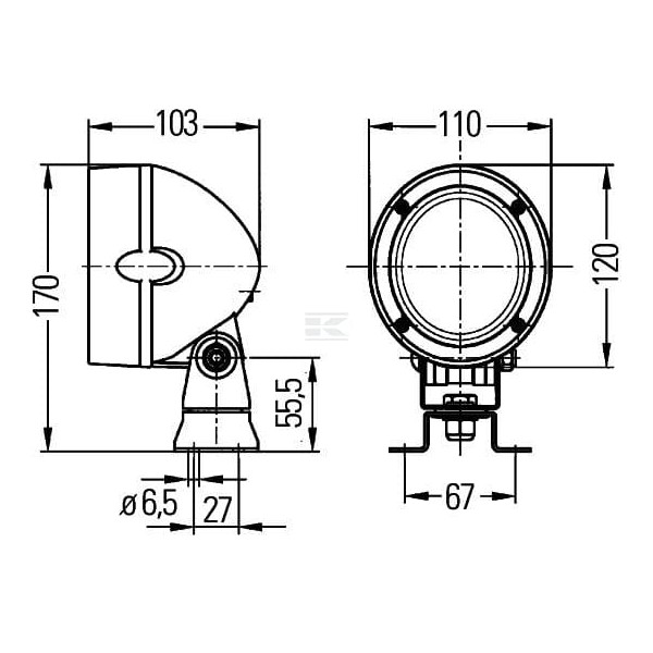 Lampa robocza halogenowa, okrągła 1GM996134061 | Exvi