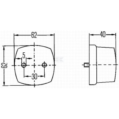 Lampa tylna, kwadratowa 12/24V czerwona 2SA003057021 | Exvi