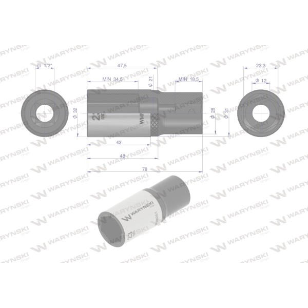 Nasadka sześciokątna 1/2". 23 mm. długa. WMN051 | Exvi