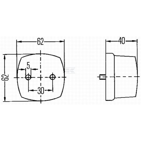 Lampa obrysowa 5W kwadratowa 12V 2PF996112031 | Exvi