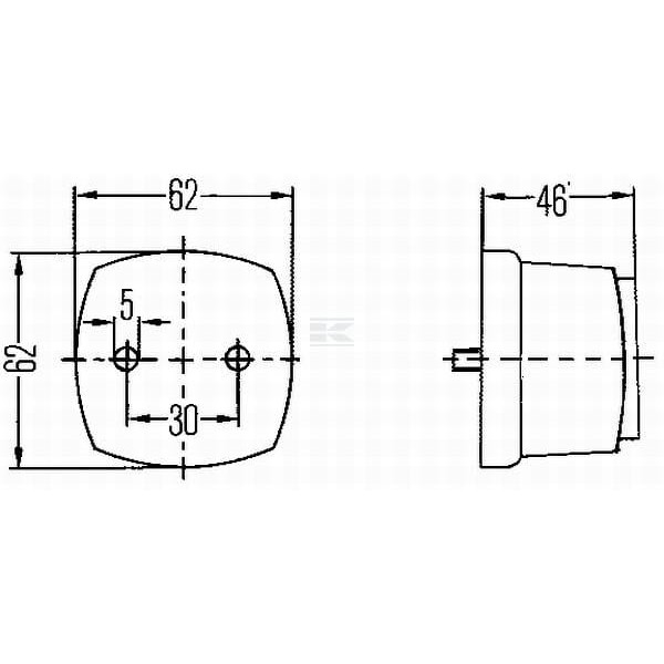 Lampa obrysowa 5W kwadratowa 12V 2PG003057067 | Exvi
