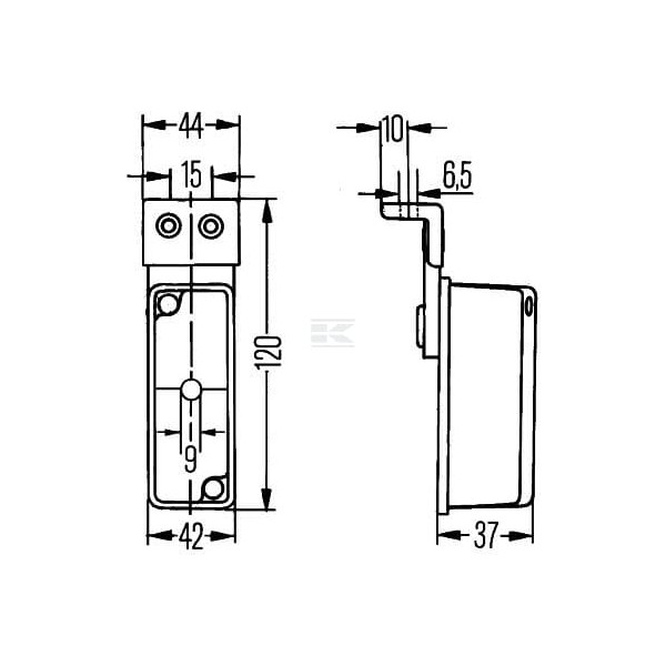 Lampa obrysowa 4W, prostokątna, 12/24V 2XS005020021 | Exvi