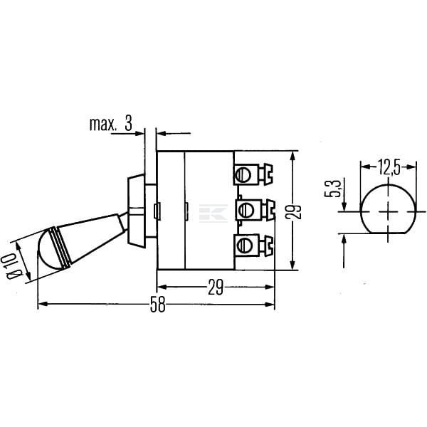 Przełącznik przechylny, S28, 3-pin Ø 6FG002312001 | Exvi