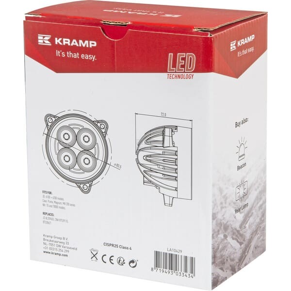 Lampa robocza LED, okrągła 40W 4800lm 10/30V LA10429 | Exvi