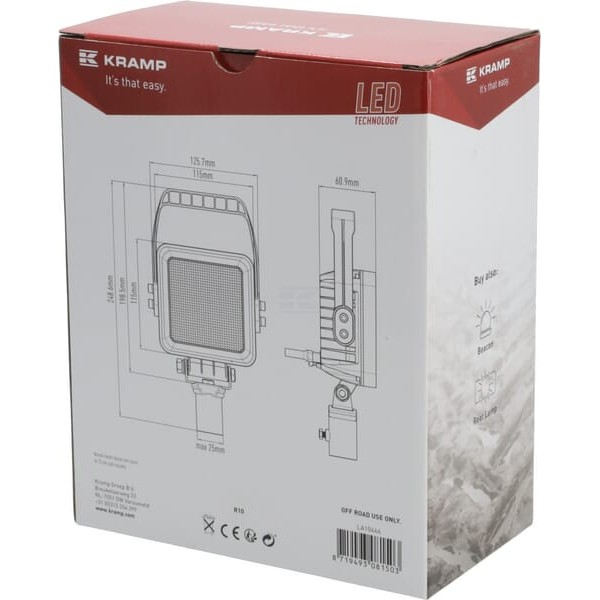 Lampa robocza LED, kwadratowa, 48W 2000lm LA10446 | Exvi