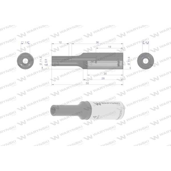 Nasadka dwunastokątna 1/4". 4 mm. długa. WMN225 | Exvi