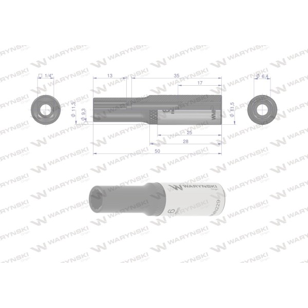 Nasadka dwunastokątna 1/4". 6 mm. długa. WMN229 | Exvi