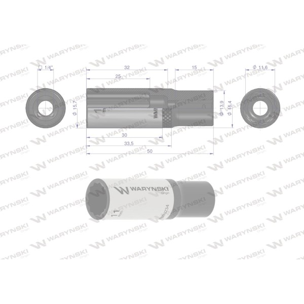 Nasadka dwunastokątna 1/4". 11 mm. długa. WMN234 | Exvi