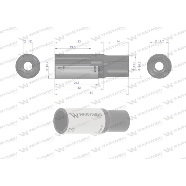 Nasadka dwunastokątna 1/4". 12 mm. długa. WMN235 | Exvi