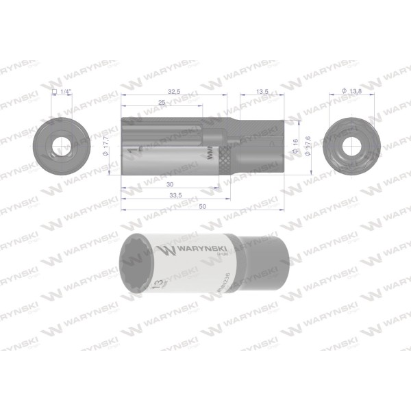 Nasadka dwunastokątna 1/4". 13 mm. długa. WMN236 | Exvi