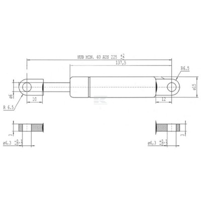 Sprężyna gazowa L225 mm 75N Stabilus CA105244 | Exvi