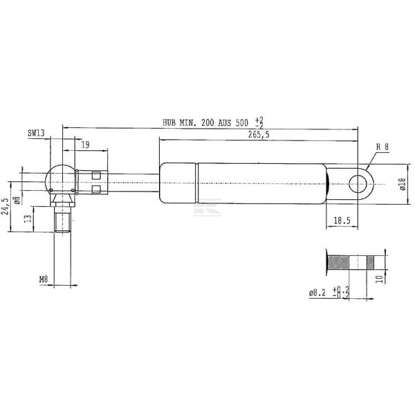 Sprężyna gazowa L500 mm 180N Stabilus CA056189 | Exvi
