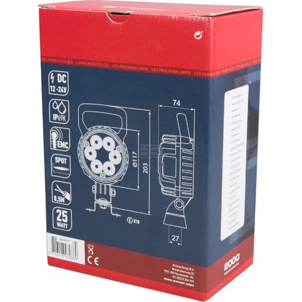 Lampa robocza LED, okrągła, 25W 2000 lm LA10016 | Exvi