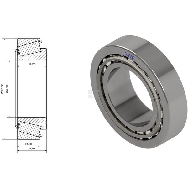 Łożysko stożkowe NWB9356 | Exvi