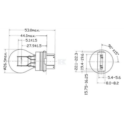 Żarówka 12V 32/3CP S25q P27/7W Kramp B03157 | Exvi