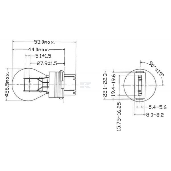 Żarówka 12V 32/3CP S25q P27/7W Kramp B03157 | Exvi