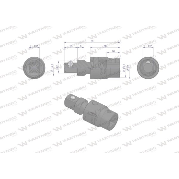 Przegub do nasadek udarowych 1/2". CrMo. WMU053 | Exvi