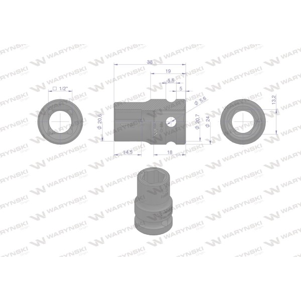 Nasadka udarowa sześciokątna 1/2". 13 mm. WMU006 | Exvi