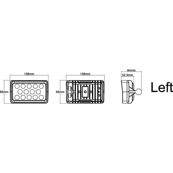 Lampa robocza LED, prostokątna lewa 21W LA10411 | Exvi