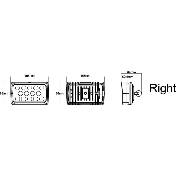 Lampa robocza LED, prostokątna prawa 21W LA10412 | Exvi