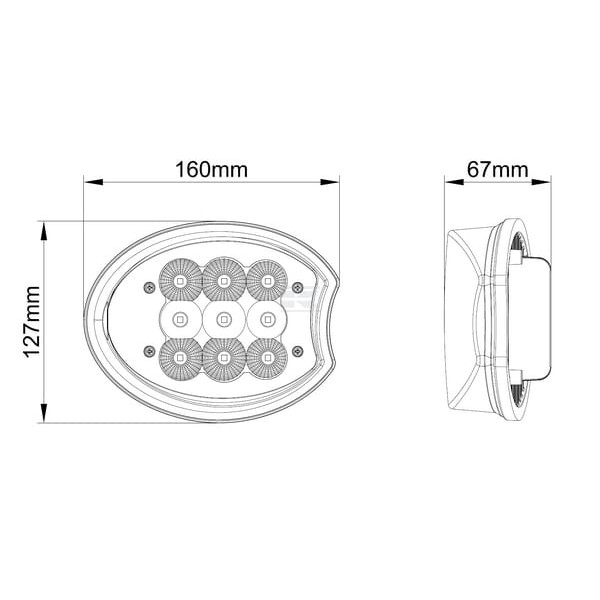 Lampa robocza narożna LED, prawa, 45W LA10640RIGHT | Exvi