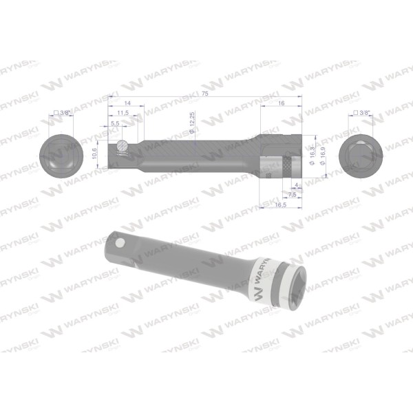Przedłużka 3/8". 75mm, Waryński WMN133 | Exvi