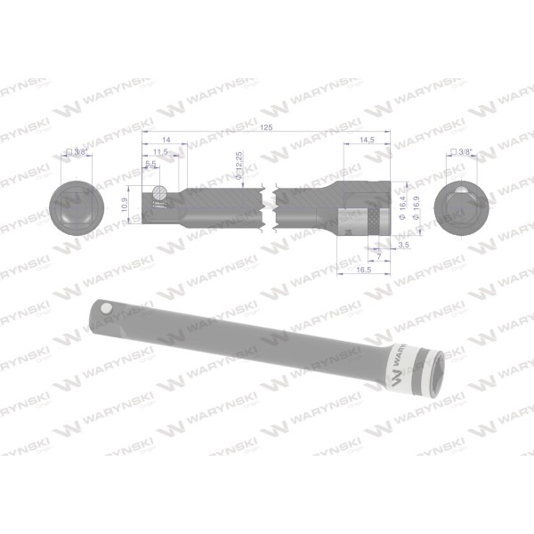 Przedłużka 3/8". 125mm, Waryński WMN134 | Exvi