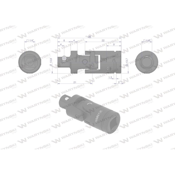 Przegub uniwersalny 1/4", Waryński WMN136 | Exvi