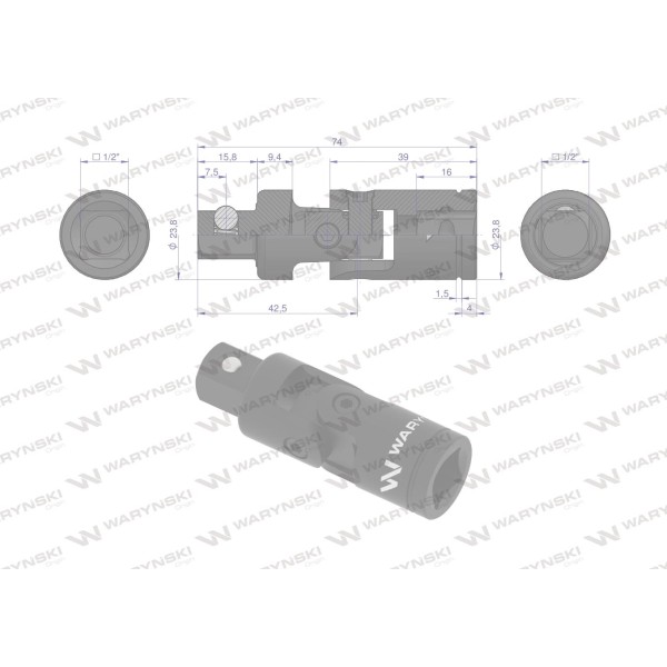 Przegub uniwersalny 1/2", Waryński WMN137 | Exvi