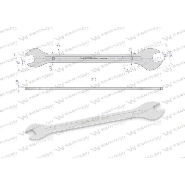 Klucz ultra płaski 12 x 13 mm, CrV Waryński WMK002 | Exvi