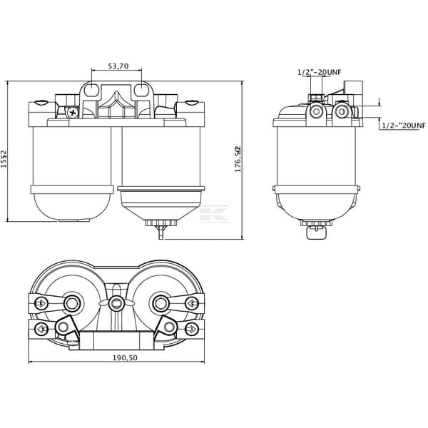 Filtr paliwa podwójny 1/2" UNF x 20 FI522CDUNF12 | Exvi