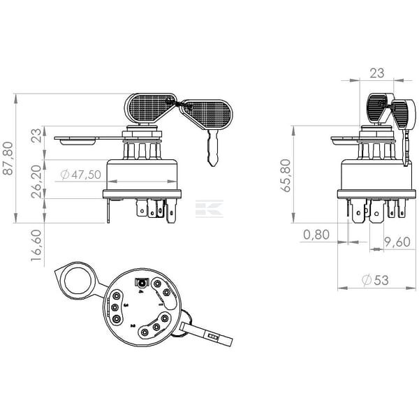 Stacyjka zapłonu z kluczykiem, 12/24V SW10009KR | Exvi