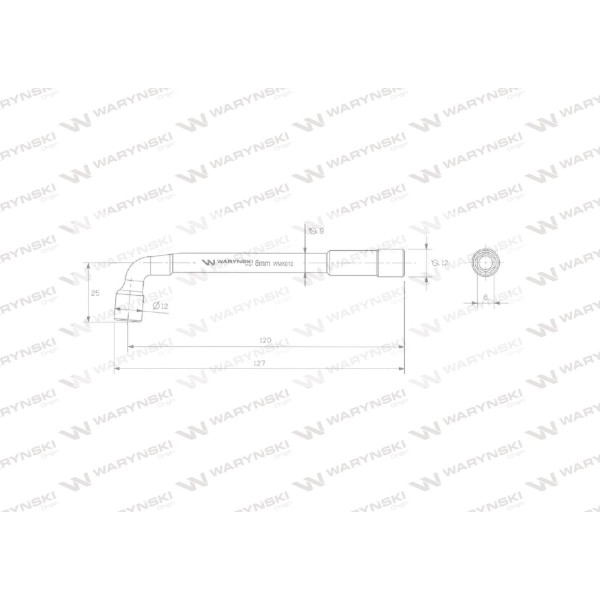 Klucz fajkowy 8 mm dwunastokatny ze stali CrV WMK010 | Exvi