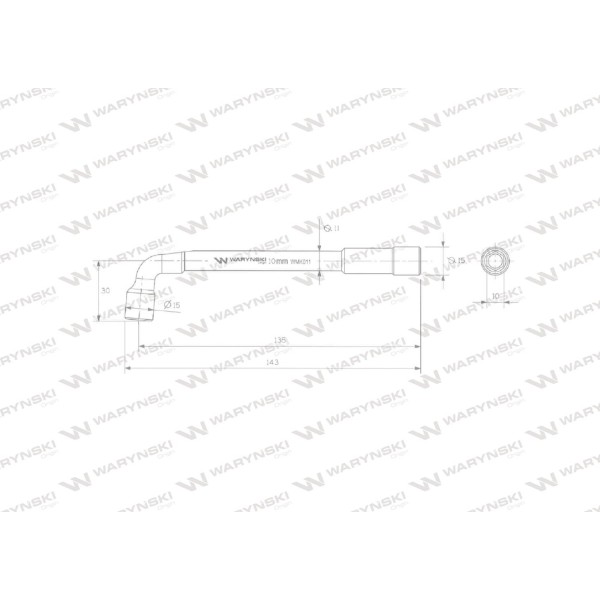 Klucz fajkowy 10 mm dwunastokatny ze stali WMK011 | Exvi