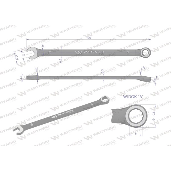 Klucz płasko-oczkowy 6 mm. CrV standard ASME WMK016 | Exvi